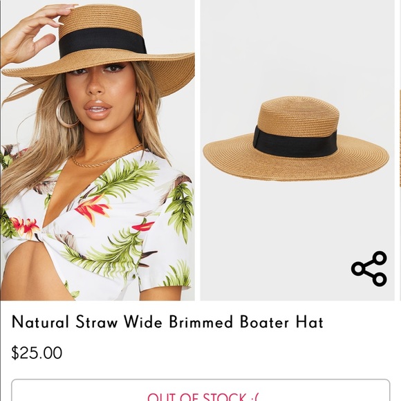 PrettyLittleThing Accessories - PTL natural straw boater hat